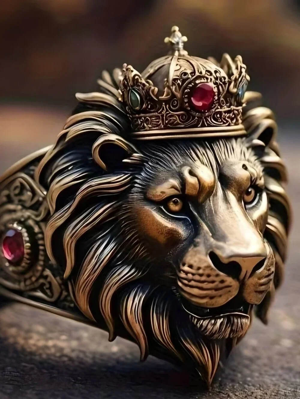 MENS LION  ROYAL CROWN  VERMEIL GOLD NEW SIZE 10 RING